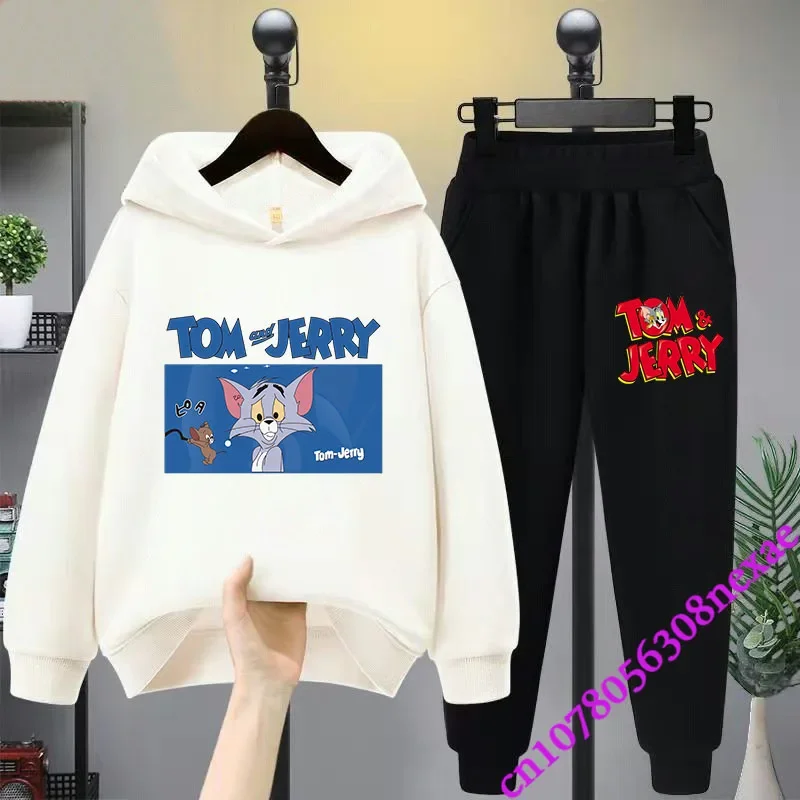 2024 New Disney Tom And Jerry Children's Set Spring And Autumn Cartoon Anime Boys And Girls Print Sports Top And Pants 2-piece