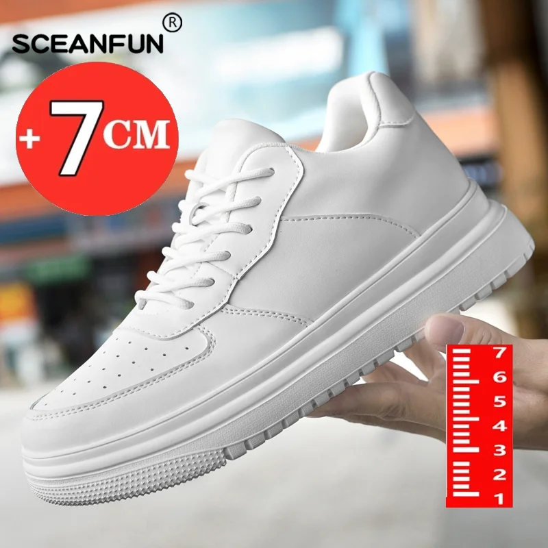 Increasing Men\'S Sneakers Elevator Shoes Inner Height Increasing 7CM Summer Tennis Men Sports Heighten Increased High Quality