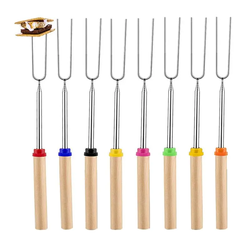 

Набор палочек для жарки зефира, вилка для барбекю, выдвижные шампуры для барбекю из пищевой нержавеющей стали премиум-класса