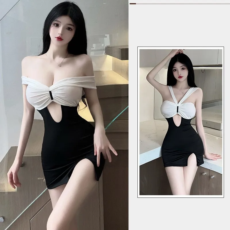 連結式秘書コスチューム ロールプレイ用 中空デザインのロングドレス 女性向け セクシーおもちゃ セックスショップ XXX