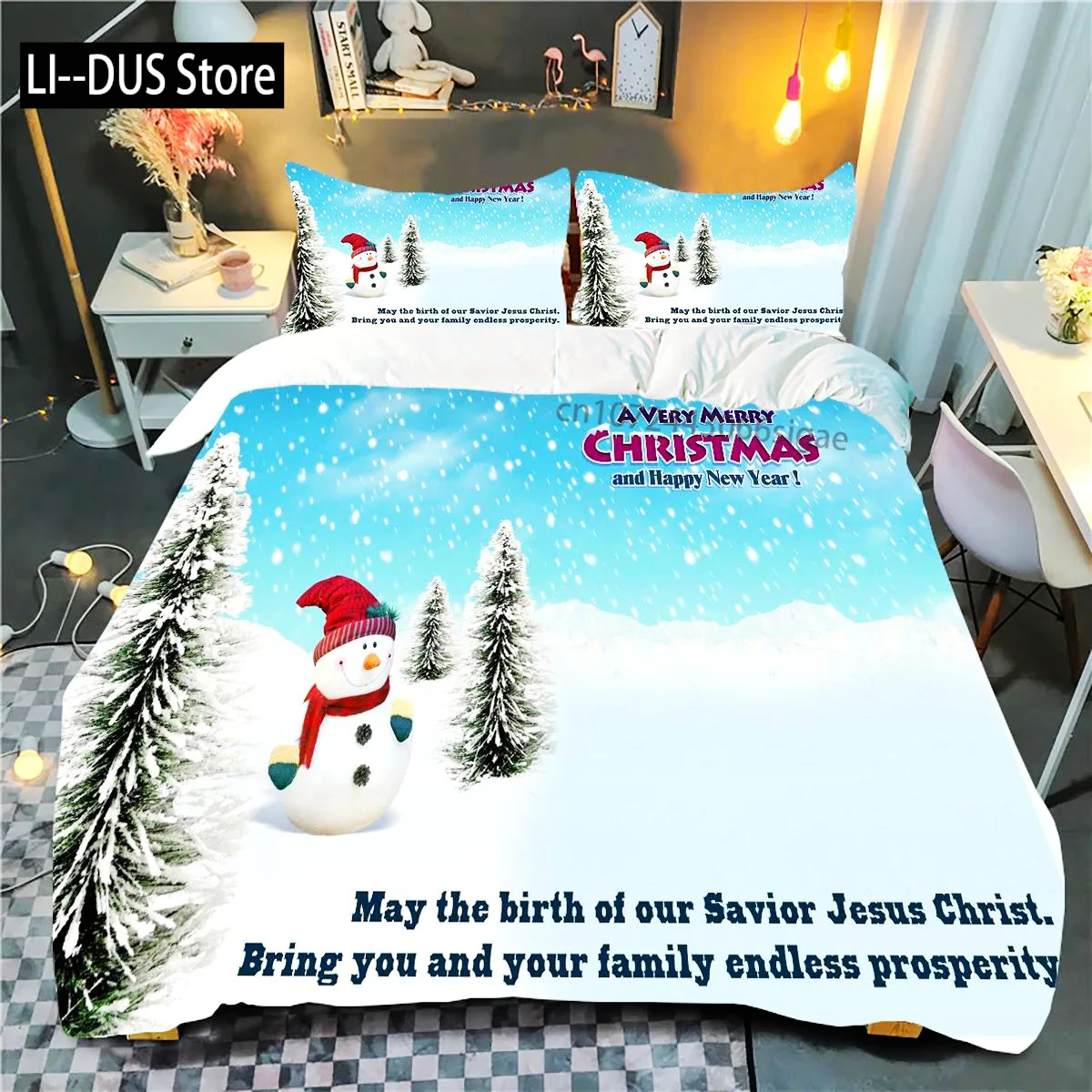 

Merry Christmas Bedding Sets 3Pcs Duvet Cover Set Fashion Pattern Comforter Duvet Cover Pillowcase Home Textiles Kids Gifts