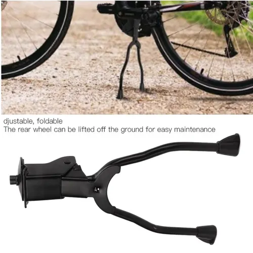 Imagen 2 del producto Pata de cabra de acero inoxidable para bicicleta, soporte intermedio plegable de doble pierna para bicicletas de montaña y carretera