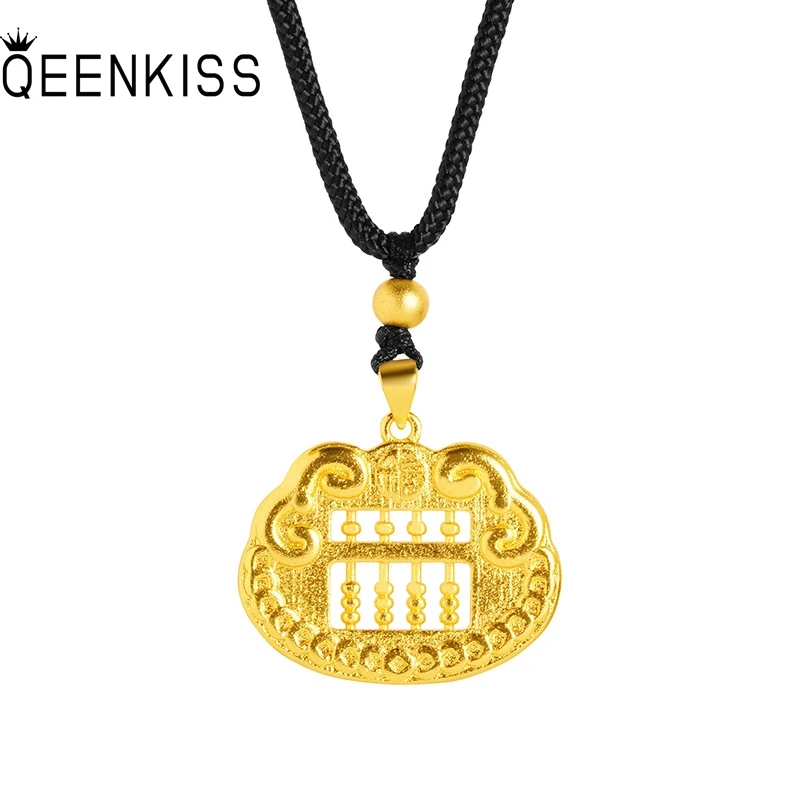 

QEENKISS Gold Vintage RUYI Abacus Necklace Pendant For Women Wedding Birthday Christmas Bride Mother Girl Ladies Gifts PT5147