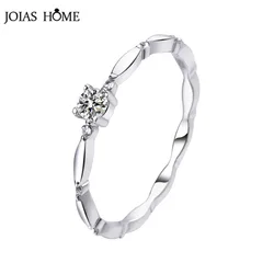 JoiasHome Vintage Style 0.1ct moissanite Ring For Female New 925 Sterling Silver Fine Jewelry Size 5-9 Party Celebration Ring