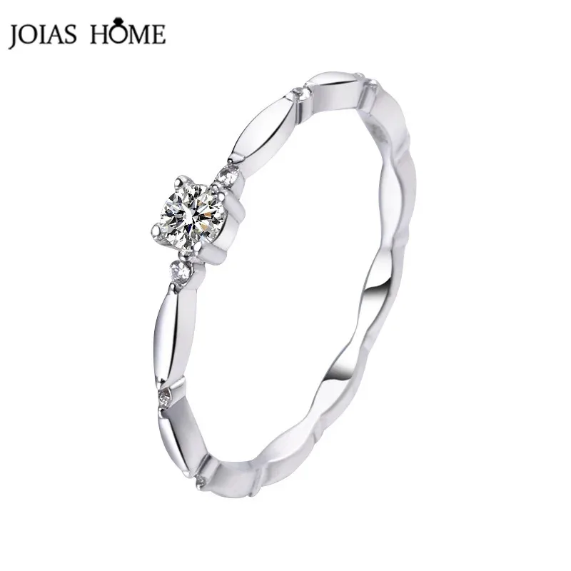 JoiasHome Vintage Style 0.1ct Moissanite Ring For Female New 925 Sterling Silver Fine Jewelry Size 5-9 Party Celebration Ring