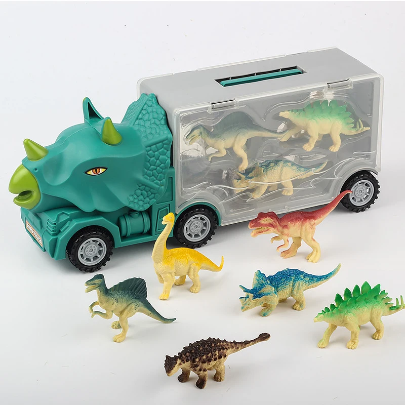 Nieuw kinderdinosaurus transportvoertuig jongen educatief dinosaurus techniek vloot kindervrachtwagen speelgoed verjaardagscadeau