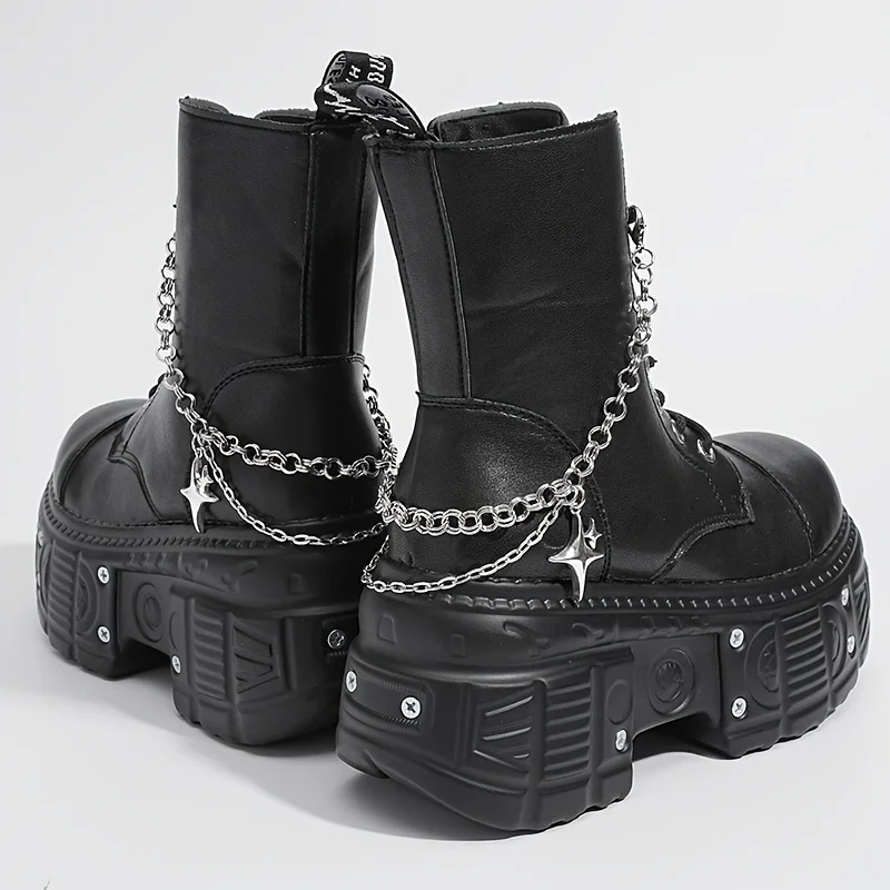 2 Pcs of Gritty Street-Style Chains with Four-Point Star Shoe Charms, perfect for everyday wear, Halloween parties, and gifting.