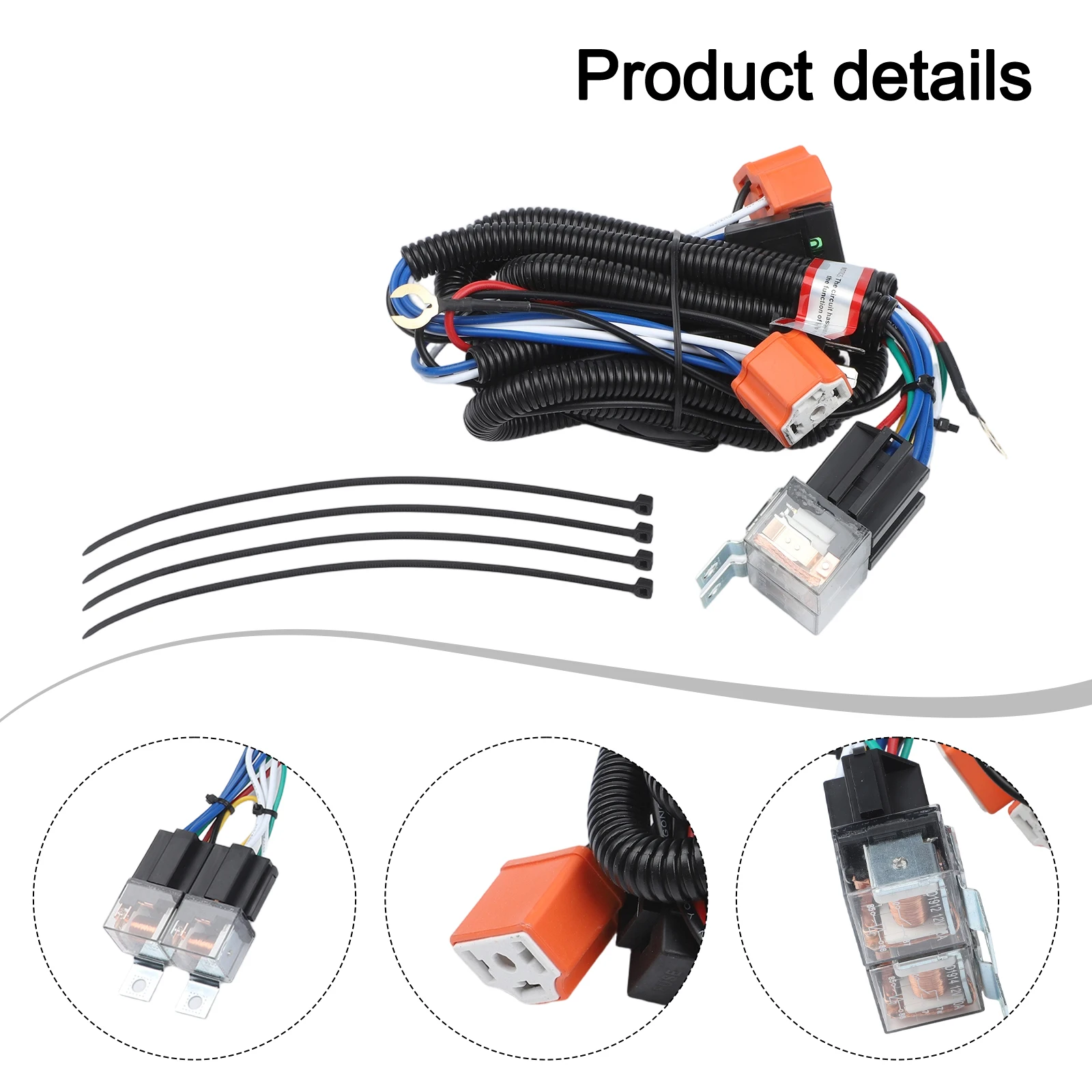 Car Anti-dirty Pad Negative Switch Kit Plastic Metal H4 Headlight Relay Plug-and-play High Temperature Resistant