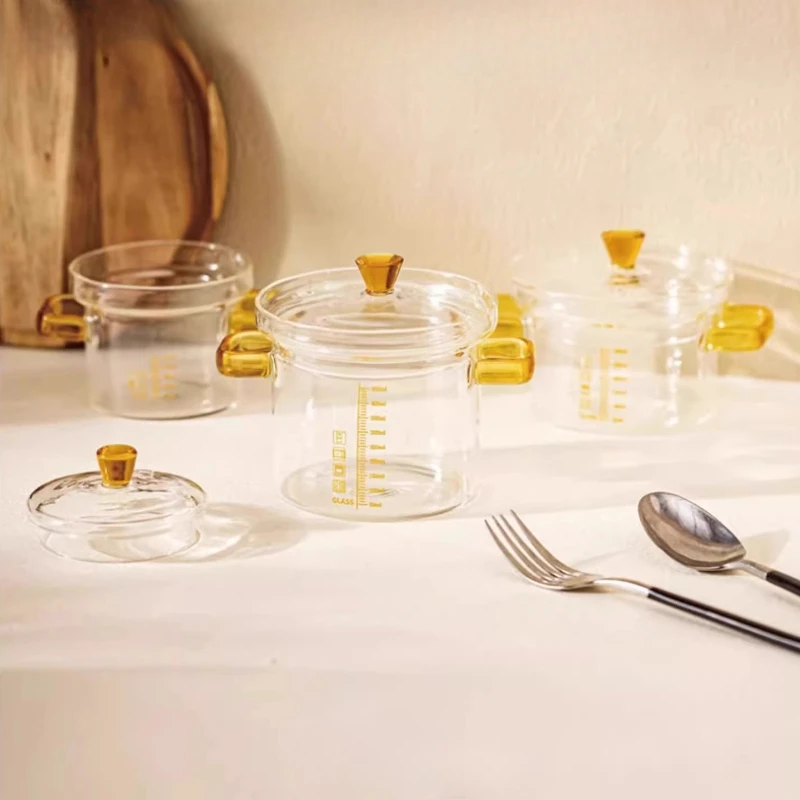 Heatproof Soup Cup Egg Poaching Bowl Glass Double Boiler Cookware Stackable Set Kitchen Dining Accessories