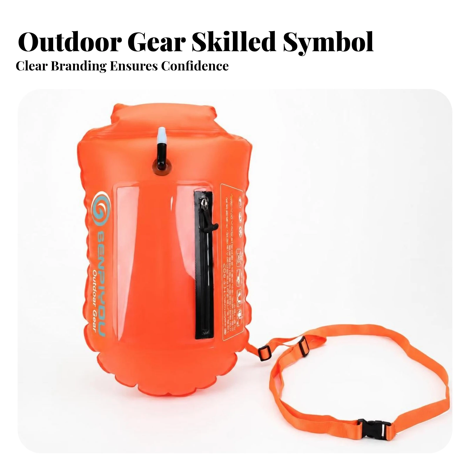 Rectangular Swim Buoy Top Valve Two-chamberChamber Buoy Tow Flotation Device Dry Bag Orange Swim Bubble High Visibility