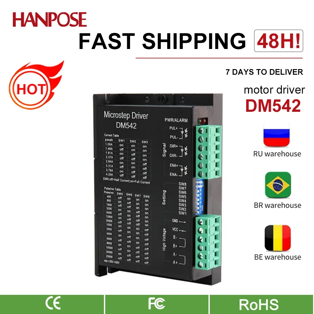 hanpose-stepper-motor-dm542-drive-controller-lead-shine-2-phase-digital-24-50-vdc-max-42a-for-57-series-motor-motor-driver