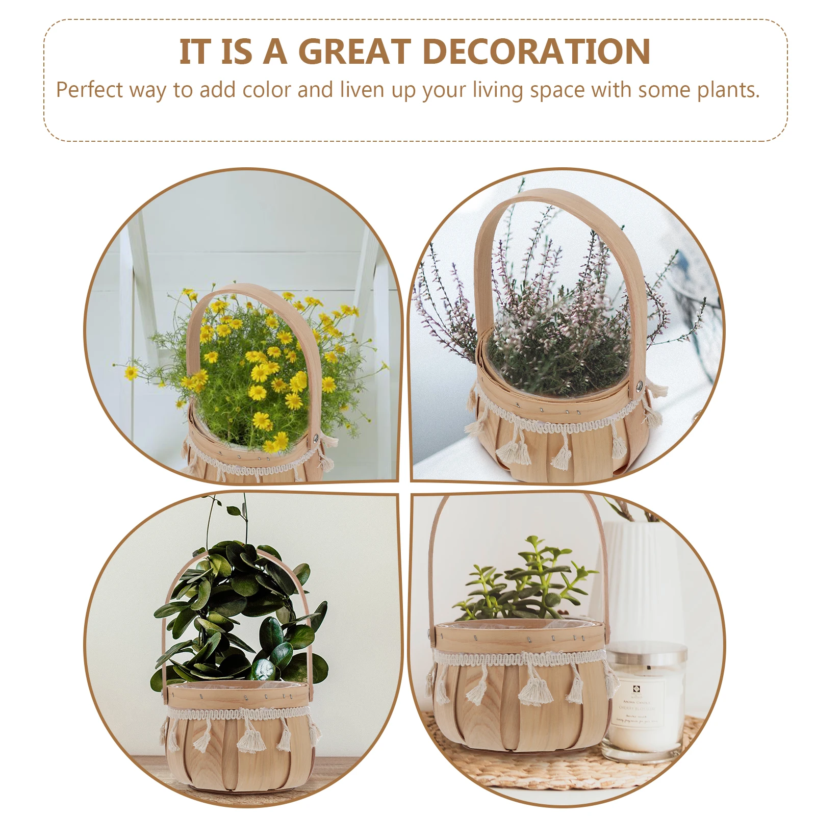 

Rattan Woven for Plants Flowers Yard Decorative Storage Flower Pot Planter Flower Basket Container