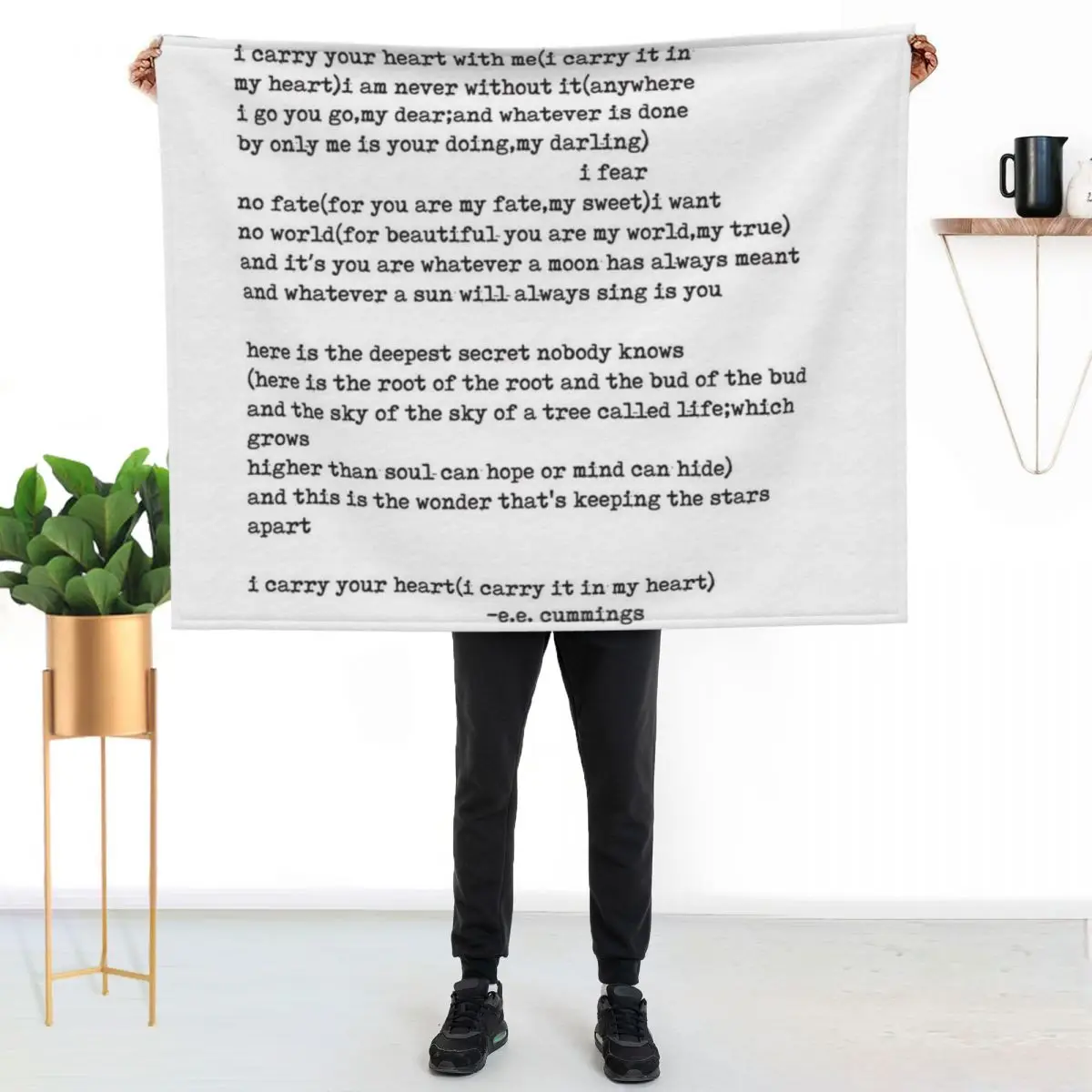 I Carry Your Heart With Me E.E. Cummings Typography Throw Blanket Sofa Quilt Kid'S For Decorative Sofa Baby Blankets