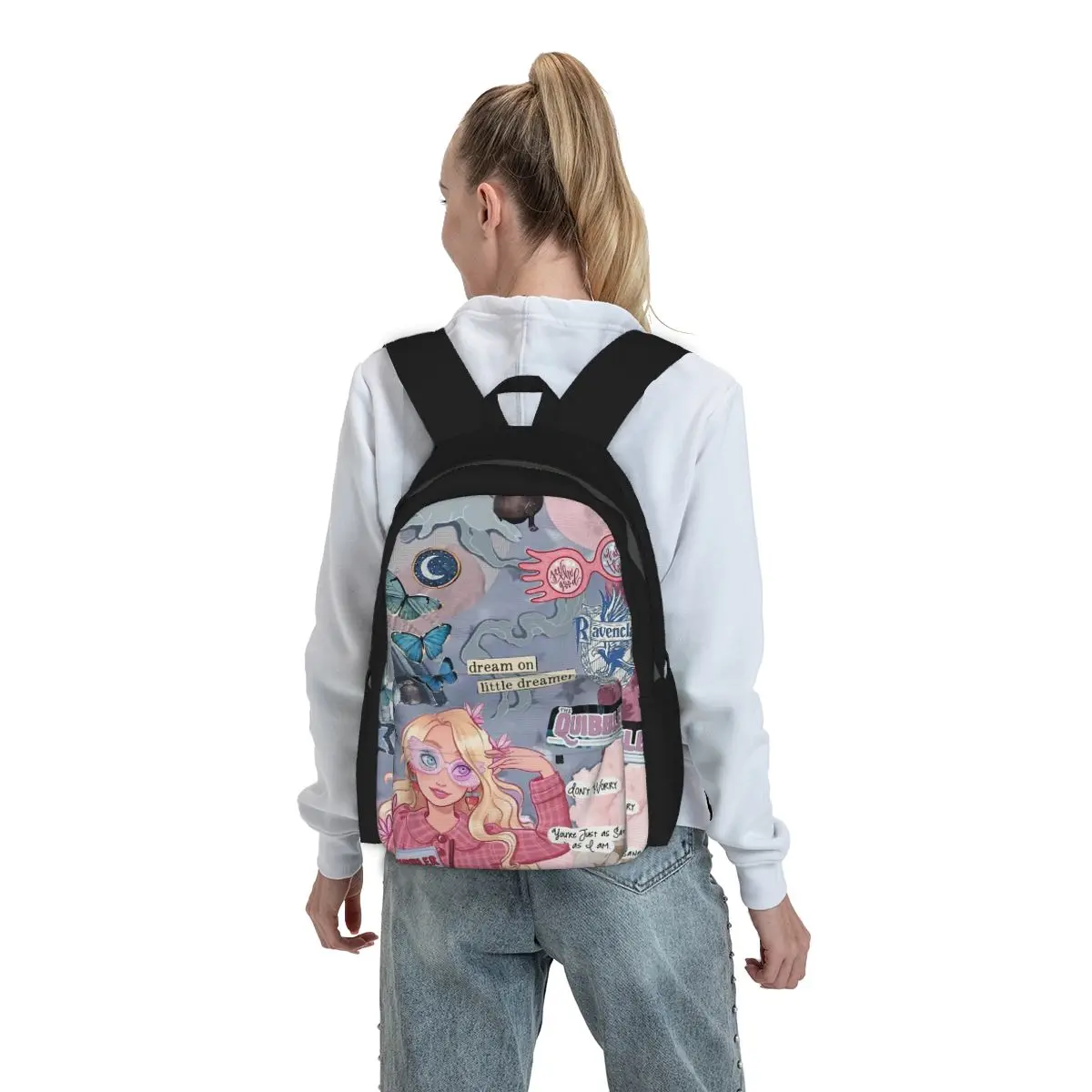 

Luna L-Lovegoods Glasses Backpack Student BookBag Children School Bag Computer Shoulder Bags for Men Women