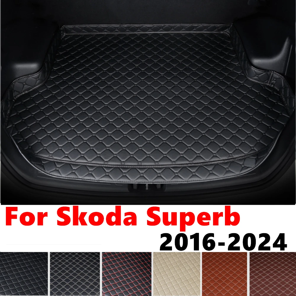 

High Side Car trunk mat for SKODA Superb 2024 23 2022 21-2016 Tail Boot luggage Pad Cover Rear Cargo Liner Interior Accessories