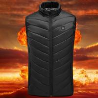 Men Heated Puffer Vest USB Electric Graphite Heating Windproof Thermal Waistcoat Winter Outdoor Activities Down Cotton Vest Coat