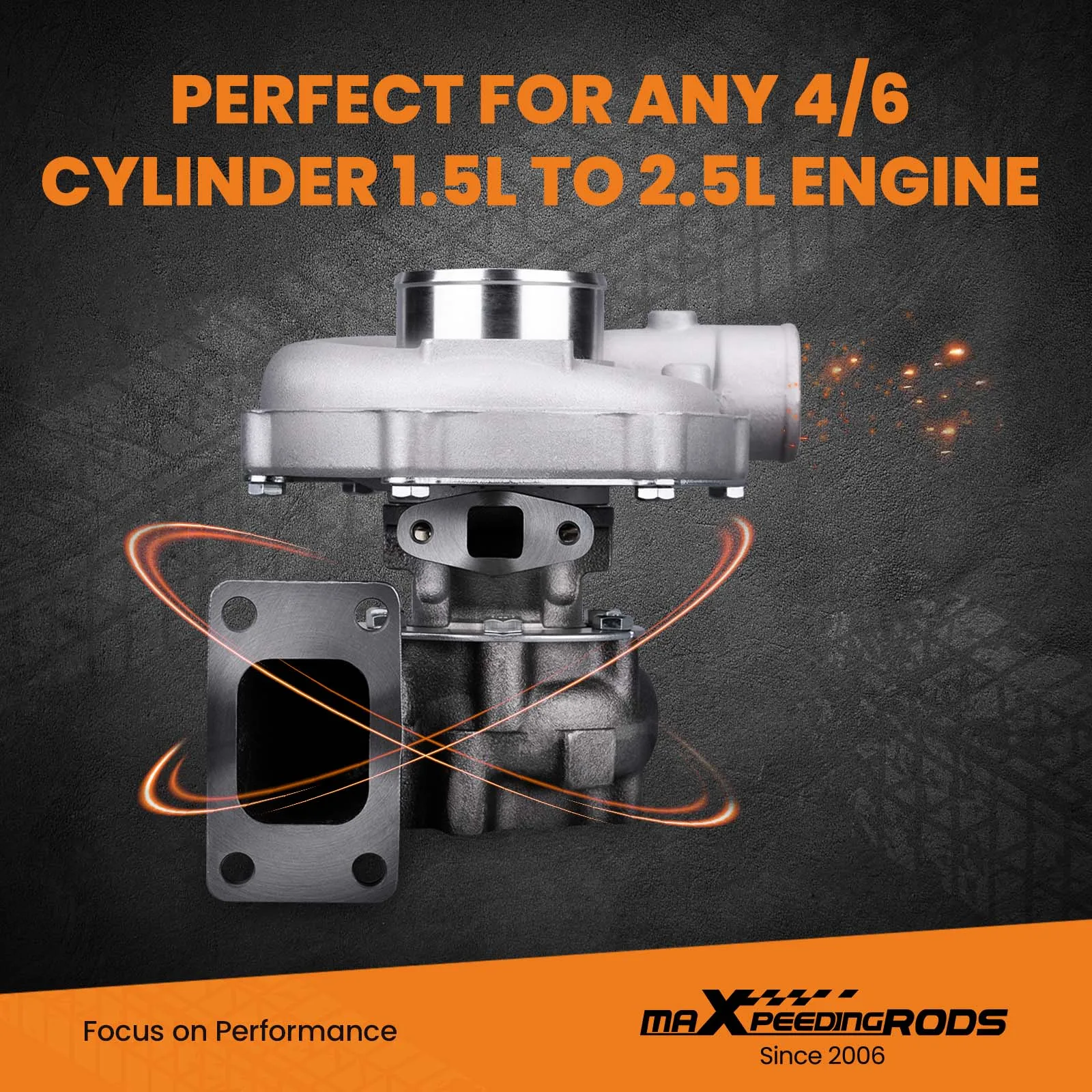 T04E T3/T4 .63 .5 Universal Exhaust Turbo Turbocharger For 1.5L To 2.5L 400HP Oil Cooled
