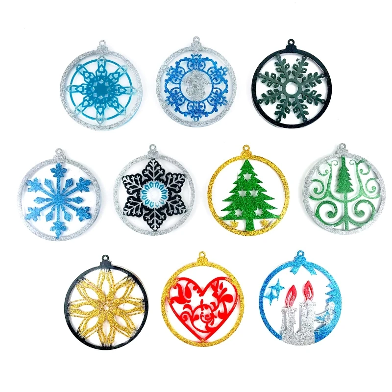 R3MC DIY Keychain Pendant Silicone Mold Crystal Epoxy Resin Casting Mold Keychain Pendant Jewelry Making Mold Christmas Decor