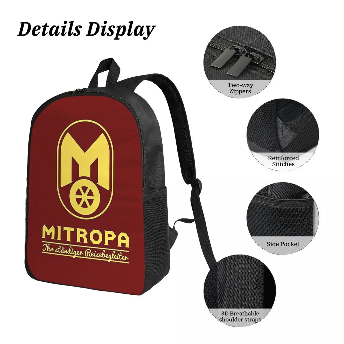 Mitropa رفيق السفر المستمر الخاص بك على ظهره حقيبة الكتب حقيبة مدرسية كمبيوتر محمول حقائب كتف 3ps معزول حقيبة الغداء مقلمة