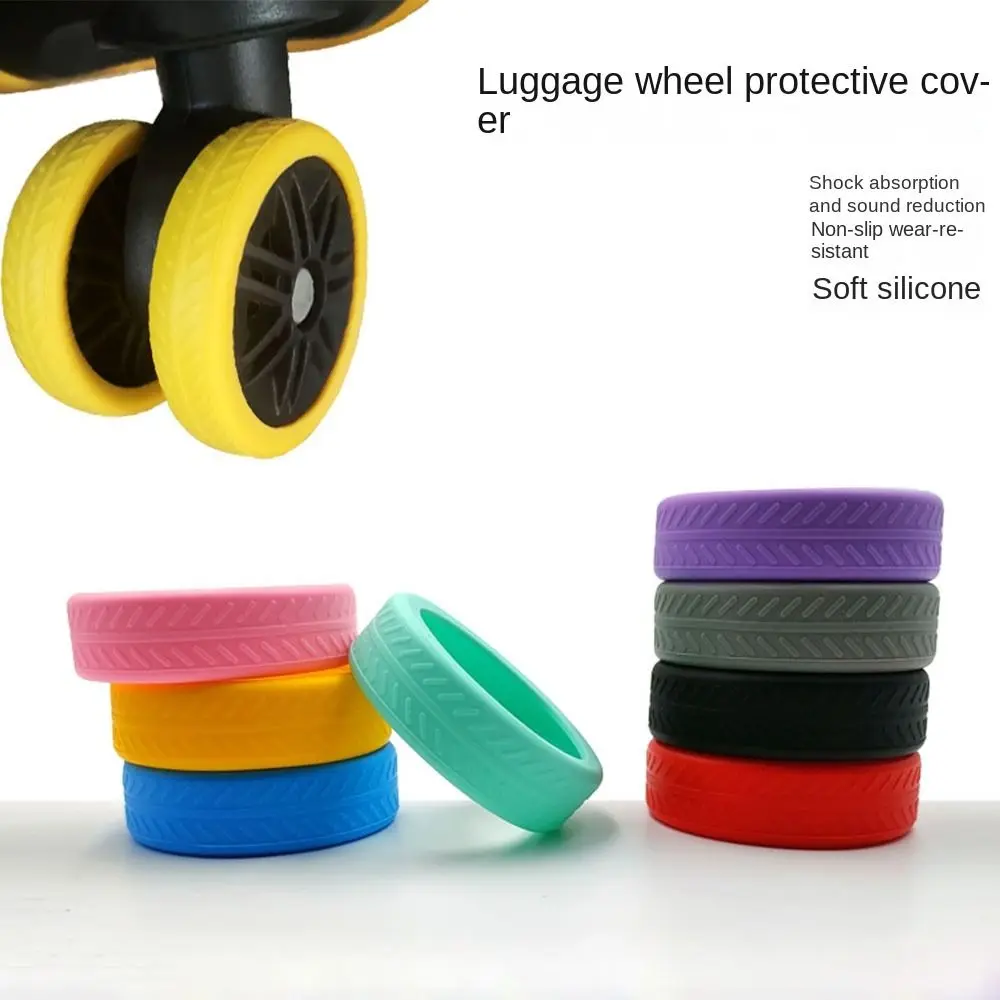 4/8Pcs Luggage Wheels Protector With Silent Sound Wheel Wear Wheels Cover Silicone Luggage Accessorie Trolley Box Casters Cover