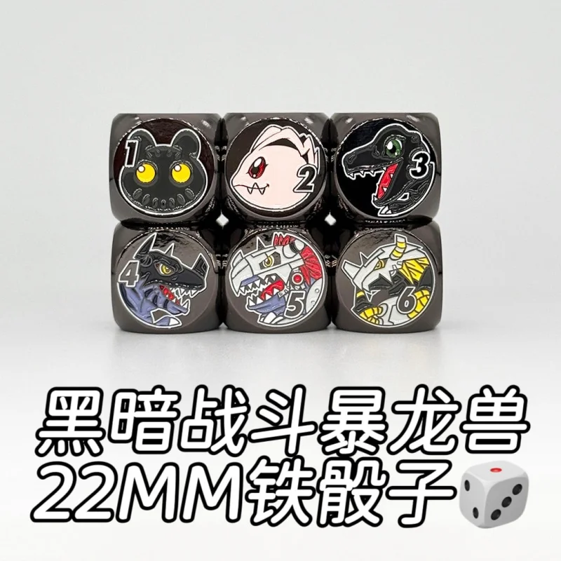 Dado Metálico de Seis Caras DTCG Black War Greymon, Dados Multifacéticos Dedicados para Juegos de Mesa Digimon Omegamon Omnimon Beelzebumon OPCG PTCG