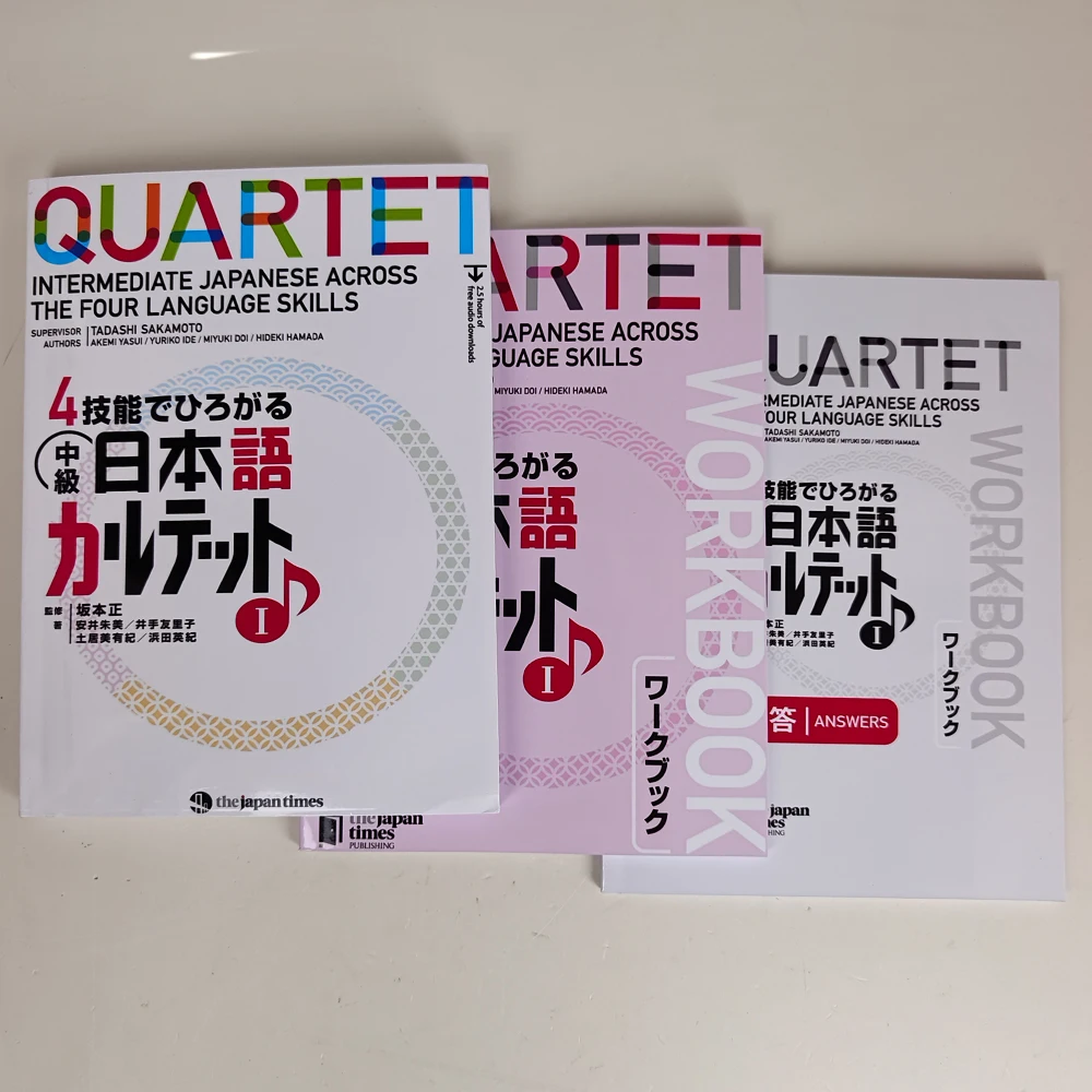 2 books Quartet Intermediate Japanese Textbook Workbook I / II Japanese Language Learning Books without MP3 Audio - view 3