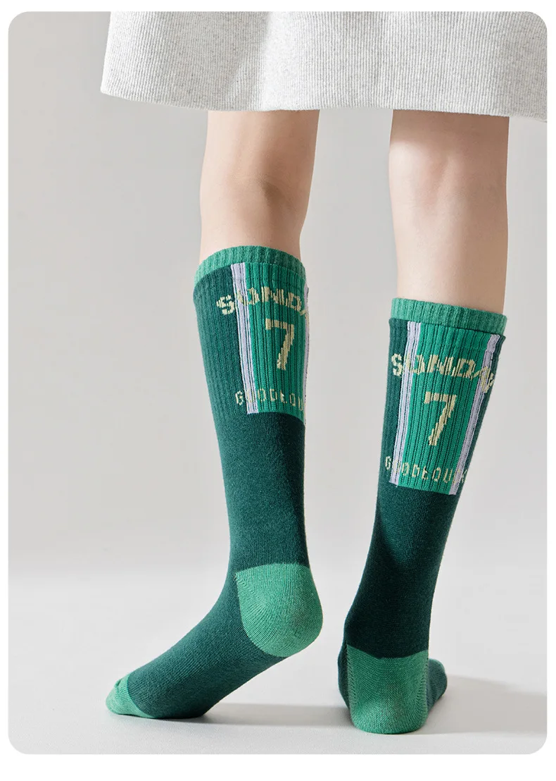 Baumwoll-Kniestrümpfe, 4 Paar, lange Socken, sportliche Socken für Kinder, Jungen und Mädchen, Kniestrümpfe. – Detail 4