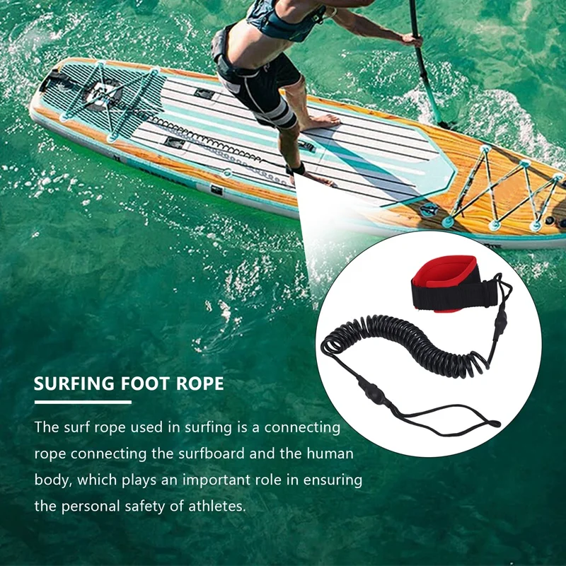 10.6Ft guinzaglio alla caviglia surf arrotolato Stand Up Paddle Board nero Tpu Paddle Board piede gamba corda tavola da surf zattera trazione corda