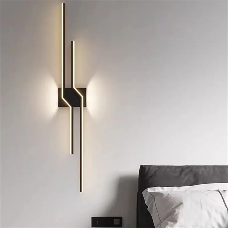 

Modern Abstract Strip Wall Lamp Led Indoor Long Wall Sconce Lamp Art Deco Living Room Sofa Creative Staircase Hall Way Light