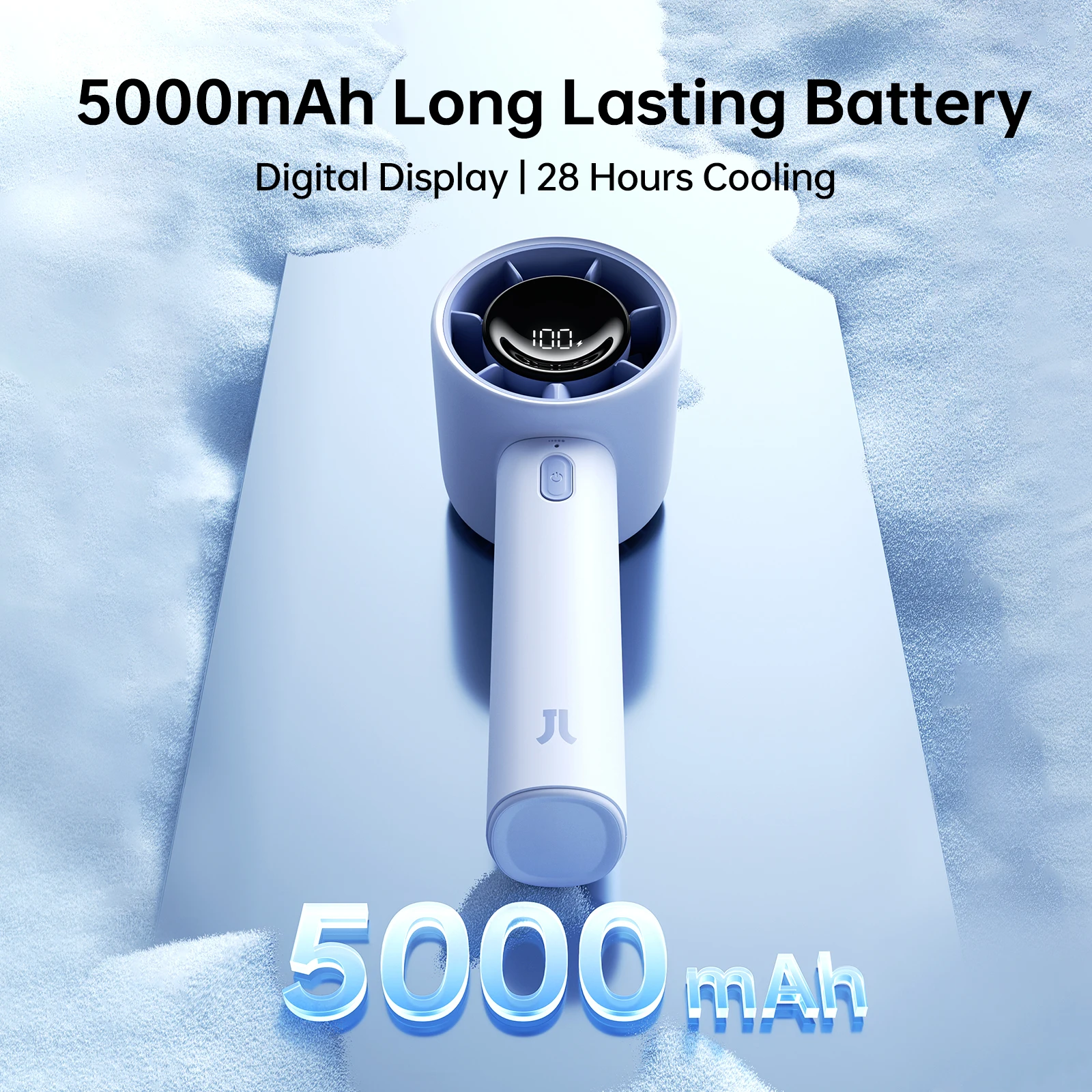 JISULIFE New Arrival Portable Handheld Mini Fan Life10s, 5000mAh Battery Long Lasting Power, 5 Wind Speeds, Summer Essential