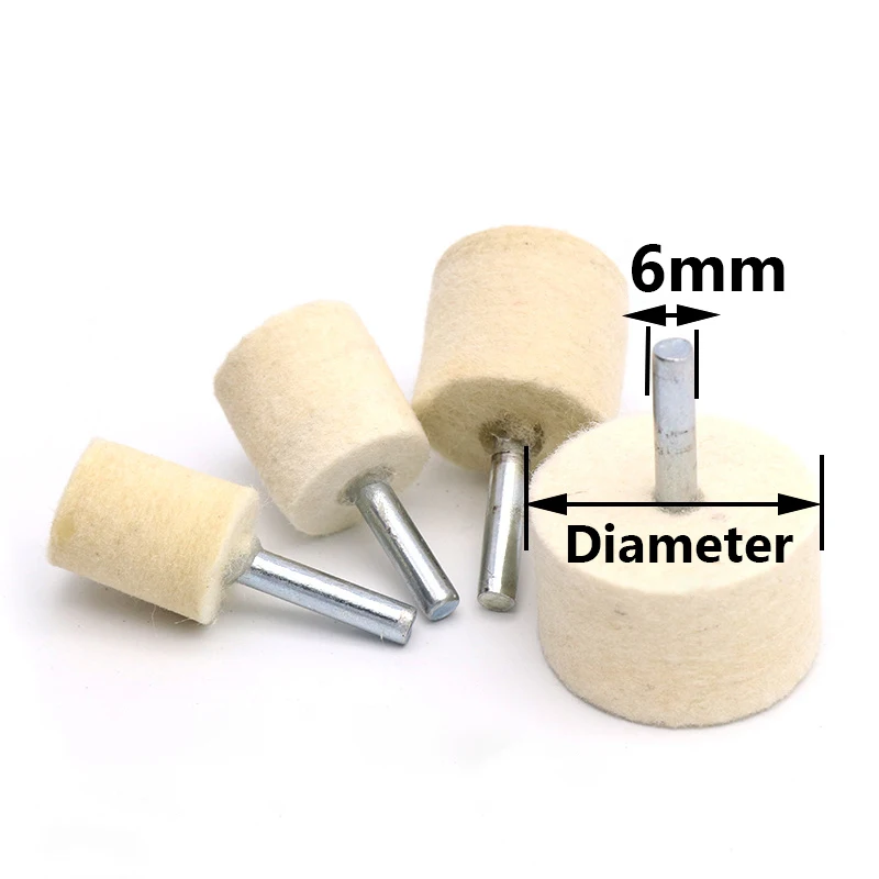 Yiqianyuan 6mm Shank Pad Wool Felt Polishing Buffing Wheel Grinding 20mm 25mm 30mm 35mm 40mm For Drill Rotary Tools