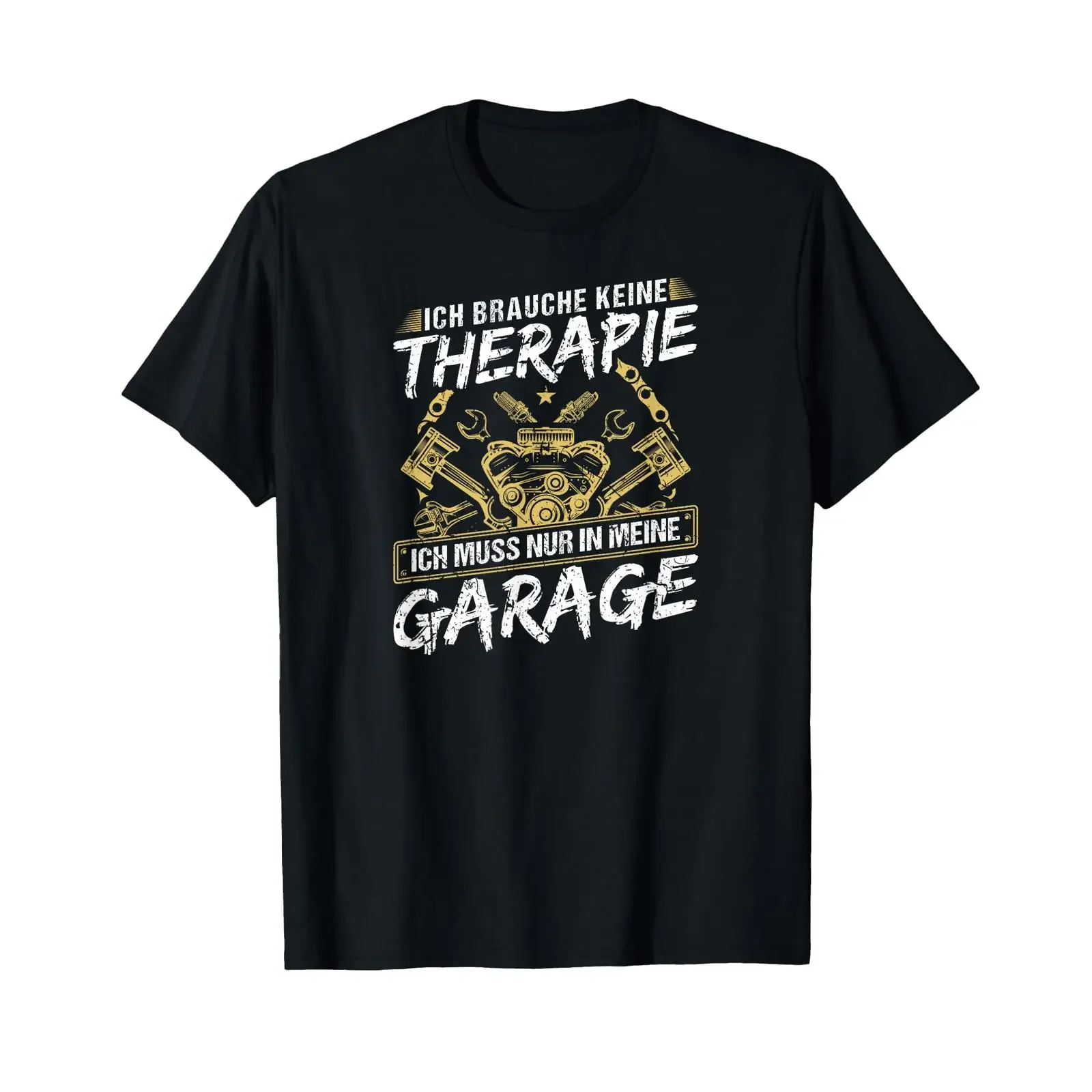 T-shirt pour homme avec texte allemand « Ich Brauche Keine Therapie Garage », style vintage, streetwear élégant, pour un usage quotidien, doux