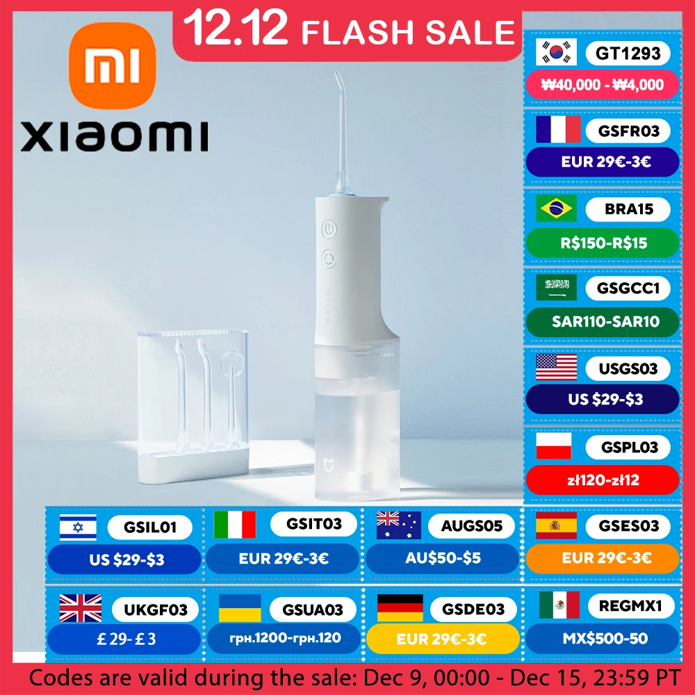 XIAOMI MIJIA Portable Oral Irrigator Dental For Irrigator Teeth Water Flosser  Oral Cleaner water thread For Teeth