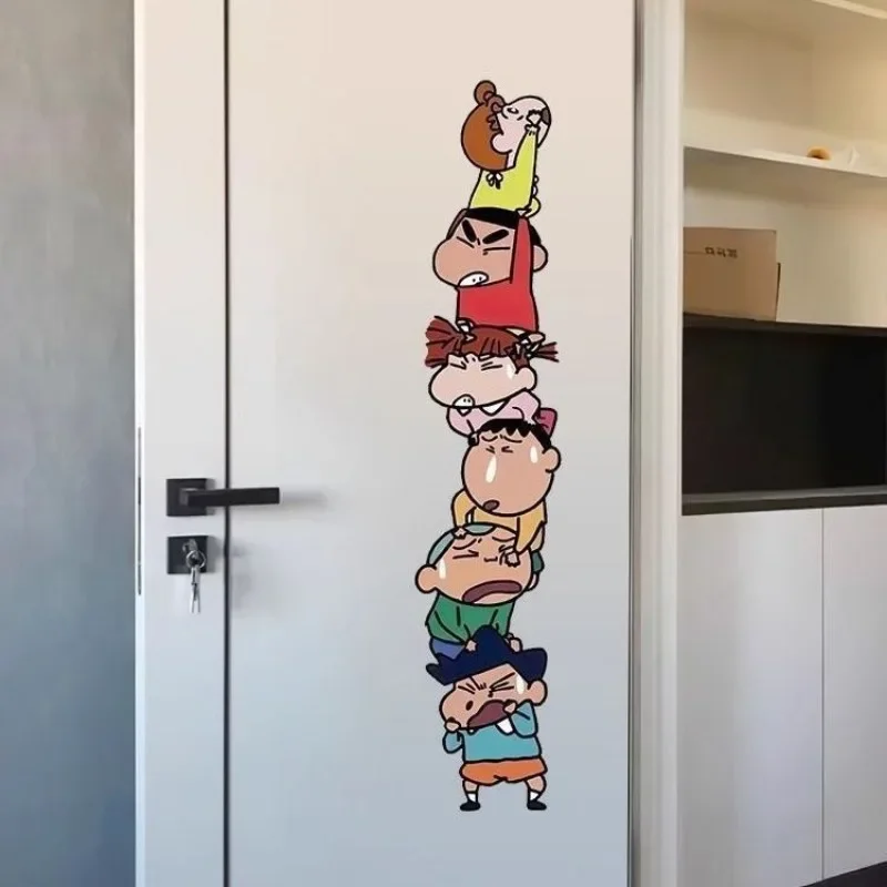 Cartoon Leuke Crayon Shin-chan Stickers Vensterglas Deur Woonkamer Schuifdeur Anti-collision Herinnering Stickers Groothandel