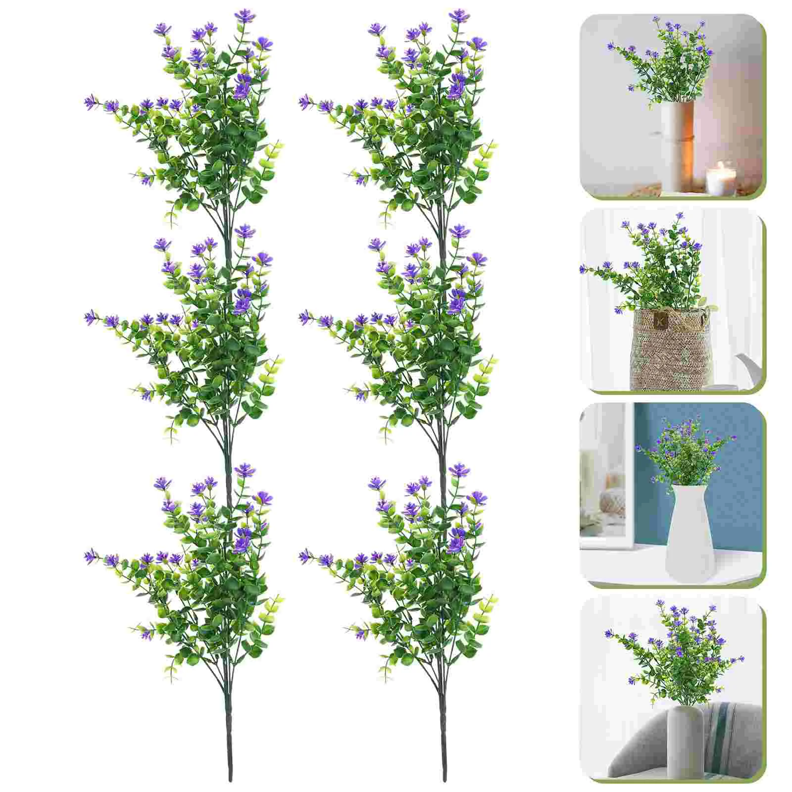 6 Pcs Simulation Camellia Home Decor Plant Decors Eucalyptus Leaf Stems Simulated Green Plants Plastic Decorations Adorn