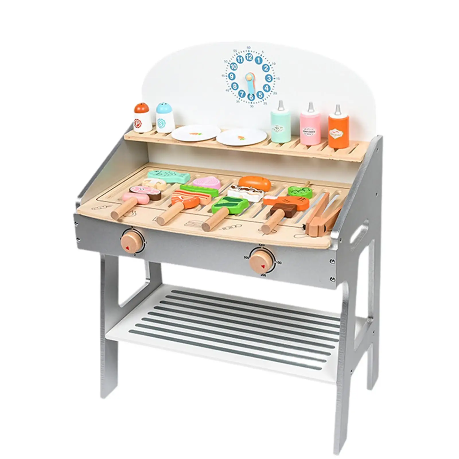 Kids BBQ Grill Playset Barbecue Grill Toy Educational Simulation Barbecue Cooking Game for Toddlers Children Girls Preschool Boy