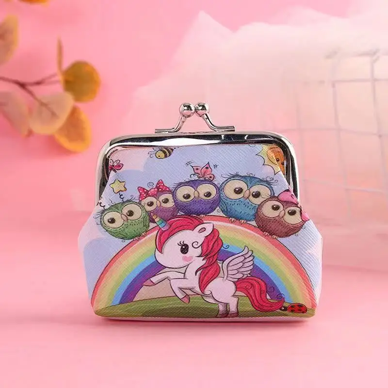 Baby Fashion Bag Clip Unicorn Cartoon Print Cute Kids Wallet Creative Short Wallet Mini Coin Bag