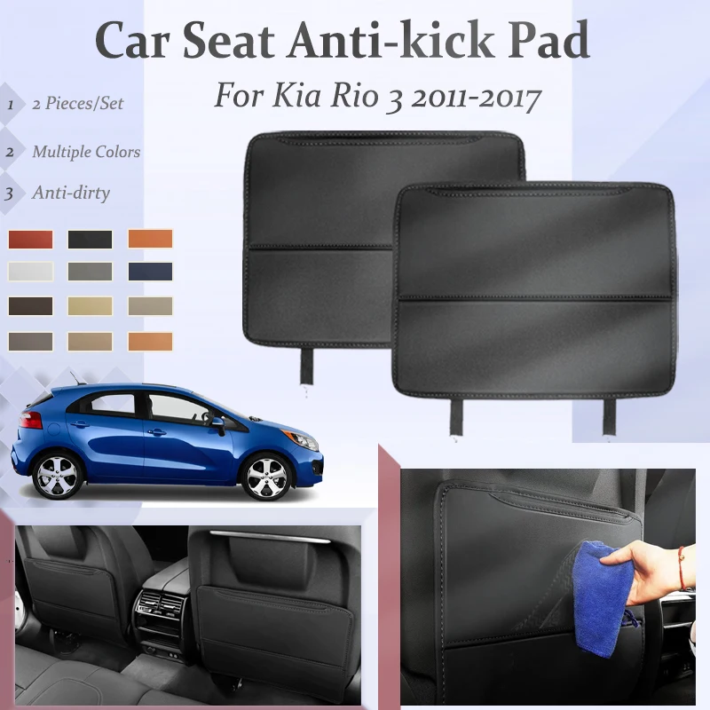 

Car Rear Seat Back Covers For Kia Rio 3 Pride K2 MK3 UB QB 2011-2017 Leather Mat Storage Bag Kid Protector Pads Auto Accessories