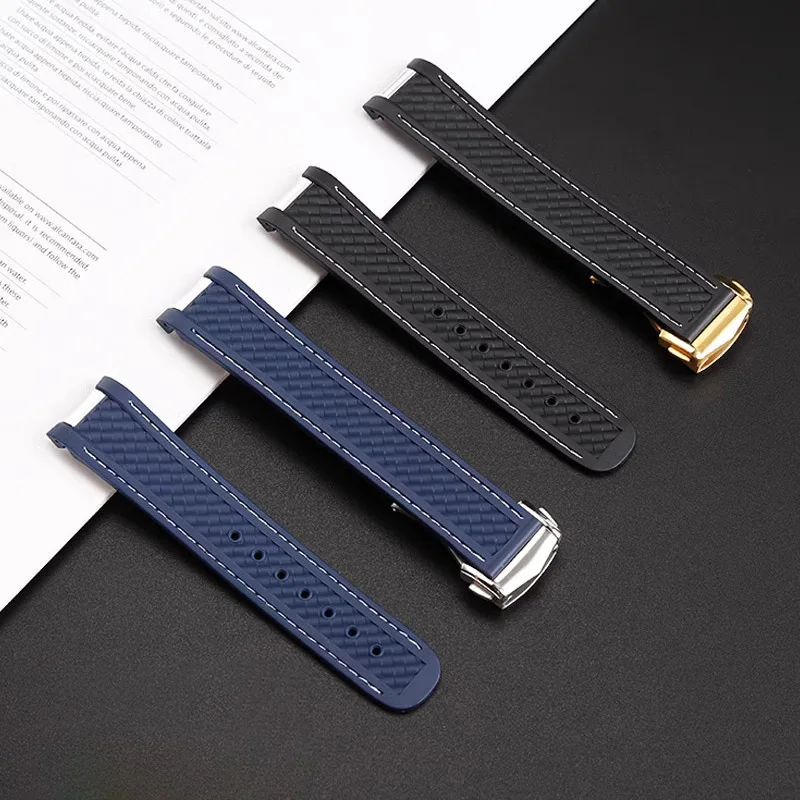 Rubber Silicone Watch Strap Fit For Omega Seamaster 300 AT150 Aqua Terra Ultra Light 8900 Steel Buckle Watchband Bracelets 20mm