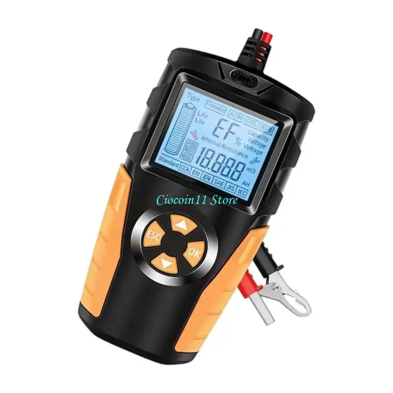 Y1UB Vehicle Battery Testing Meter with 8-36V Operating Input, Digital Reading Screen, and Four-Button Controls for 12V and 24V