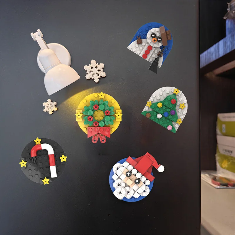 Imanes de refrigerador de bloques de construcción, bonitos imanes decorativos de Navidad y Halloween para decoración de refrigerador