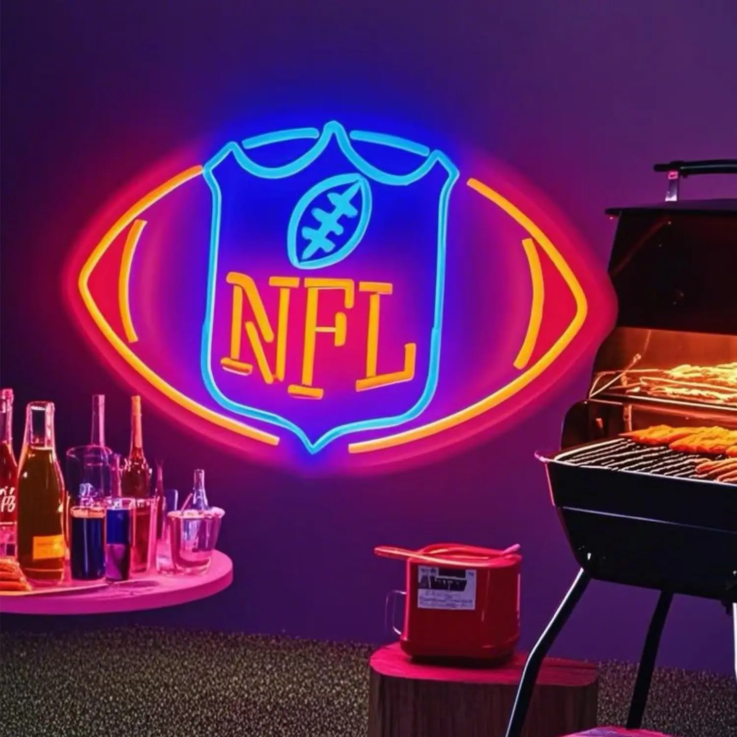 

Светодиодная неоновая вывеска NFL Shield с USB-питанием и регулировкой яркости для мужской комнаты, спортивного бара, игровой комнаты, тренажерного зала, футбольного клуба, комнаты болельщика, спальни, декора стен