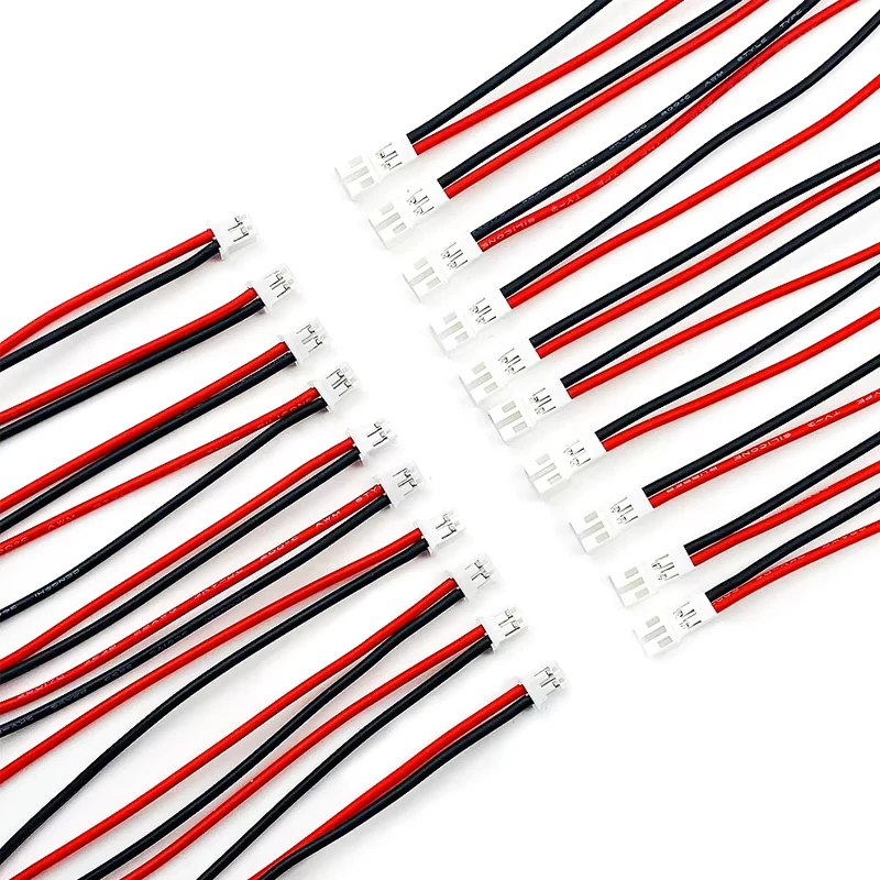JST PH 2.0mm Pitch 2 Pin Male Female Cable Connector Micro PH 2.0 2P Plug Jack Socket with Soft Silicone Wire Cables 10CM