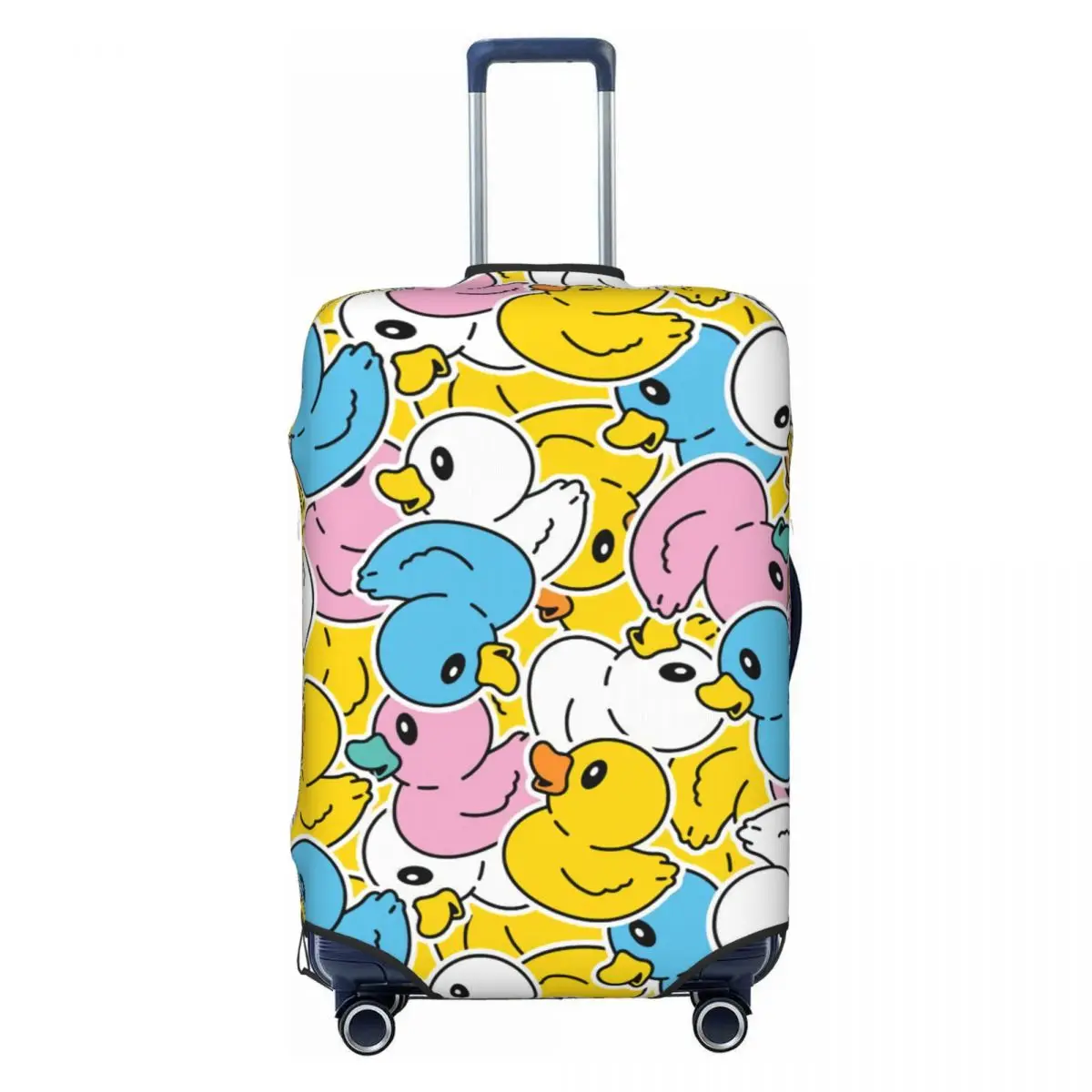 

Custom Funny Colorful Rubber Ducks Pattern Luggage Cover Protector Washable Travel Suitcase Covers