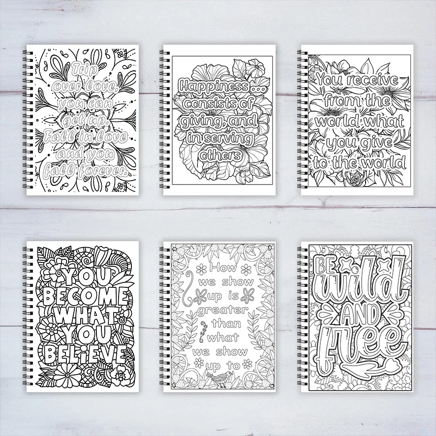 Inspirational Quotes Adult Coloring Book - 8.3x 11.2 Inch 22 Page Coloring Book - Helps Reduce Stress and Ease Emotions