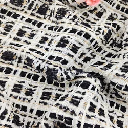 50x145cm Fashion Black Wool Woven Tweed Fabric For Women Autumn Coat Skirt Jacket Tissus Au MÈTre Ткань Для Шитья Cloth Sewing