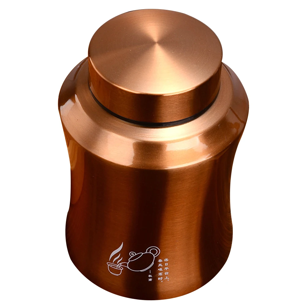 

Stainless Steel Tea Canister Airtight Storage Jar for Tea Coffee Golden Small Size Sealed Insect Proof Durability Household