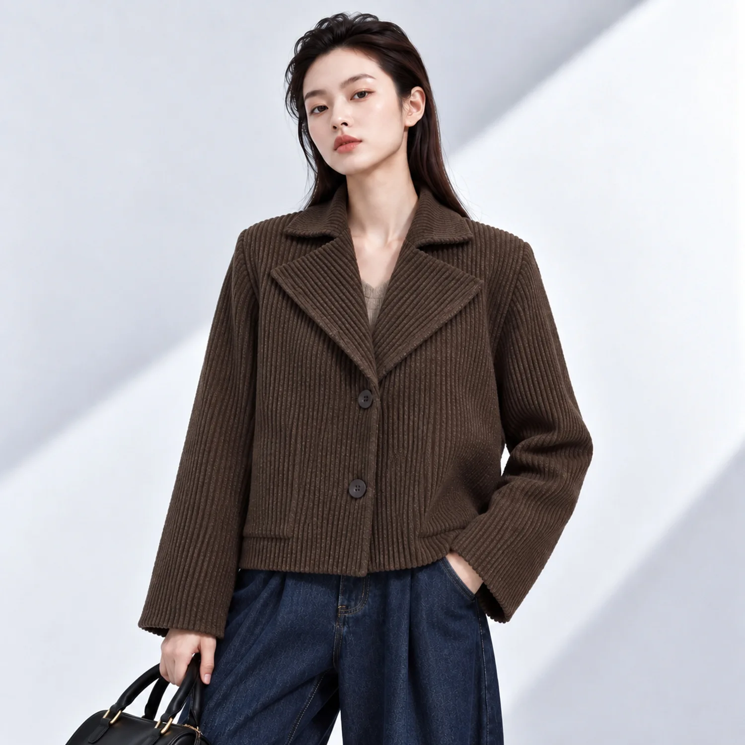 Fold Miyake Pleated Blazer Womens Black Ribbed Textured Lapel Buttoned 2026 Fall Office Sophisticated Polished Signature Piece