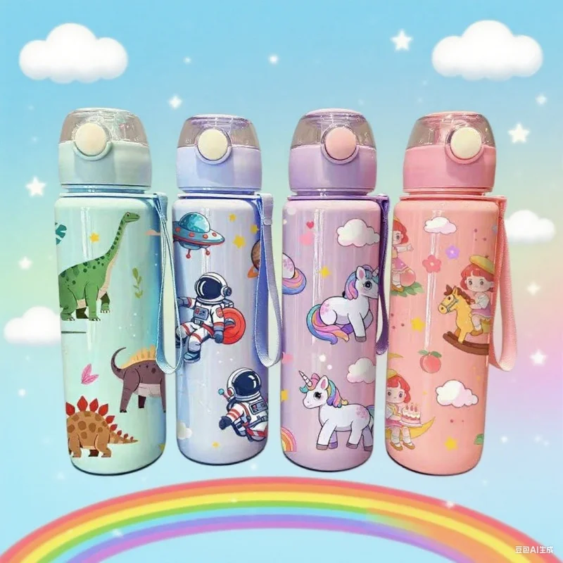 

Чашка для воды с 3D-печатью и узорами мультяшного динозавра/астронавта/единорога/малышей девочки — герметичная и легкая, уникальная и стильная