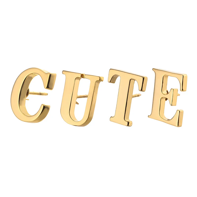 B*High Quality 1PC Classic Style Gold Letter A-Z Metal Brooch Women Men's Lapel Pin Women's Hat Scarf Backpack Badge Jewellery view 5